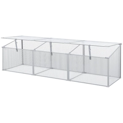 Outsunny Mini Greenhouse Kit, 71" Outdoor Cold Frame With Adjustable Roof, Polycarbonate & Aluminum Frame - Image 3
