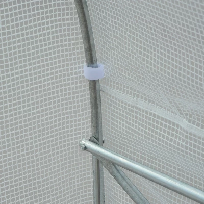 Outsunny 11.5' X 9.8' X 6.5' Outdoor Walk-In Tunnel Greenhouse Hot House With Roll-up Windows, Zippered Door, PE Cover, White - Image 7