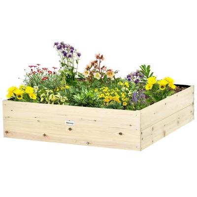 Outsunny 46'' X 46'' Wooden Raised Garden Bed, Elevated Planter Box For Backyard, Patio To Grow Vegetables, Herbs, And Flowers - Image 3