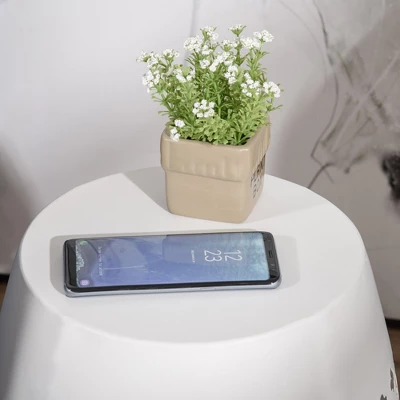 Outsunny Steel Patio End Table, Round Side Table With Hollow Drum Design, Accent Table For Outdoor And Indoor Use - Image 4