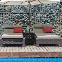 Outsunny Half Round Umbrella Base, Sand Or Water Filled Half Patio Umbrella Stand Holder For Garden, 40lb Capacity Water Or 46lb Capacity Sand, Black