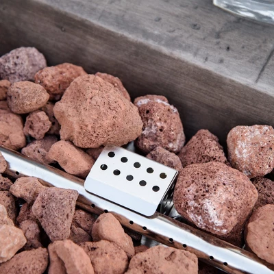 Outsunny Outdoor Propane Fire Pit Table Faux Brown Ledge Stone 48-inch Rectangle Fire Table, 50,000BTU Auto Ignition Gas Firepits - Image 5