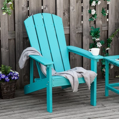 Outsunny Plastic Adirondack Chair, Outdoor Fire Pit Seating HDPE Lounger Chair With High Back And Wide Seat For Patio, Backyard, Garden - Image 2