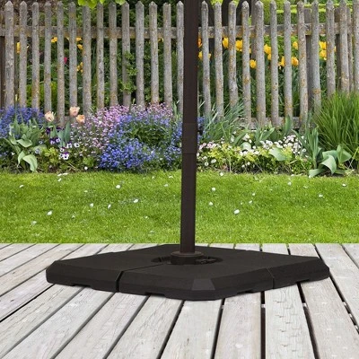 Outsunny 4-Piece Heavy Duty Cantilever Offset Umbrella Stand Base Weight, 264 Lb. Capacity, Easy To Fill With Water Or Sand - Image 2
