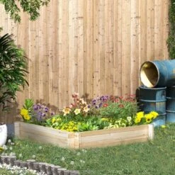 Outsunny 39'' X 39'' Screwless Raised Garden Bed, Wooden Planter Box, Easy DIY Herb Garden For Vegetable Flower Herb Outdoor Lawn Yard Patio