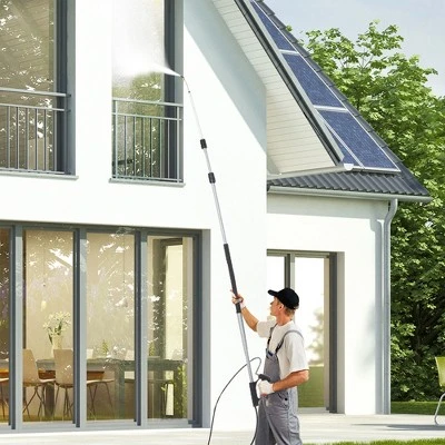 Outsunny 18' High Pressure Power Washer Telescoping Lance Extension Wand With 3/8 Inch Quick Connection, 2 Spray Nozzle Tips