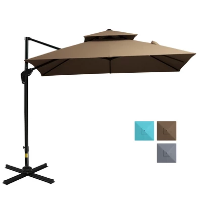 Outsunny 10' X 10' Patio Umbrella Outdoor Cantilever Offset Umbrella Aluminum Square Umbrella With 360° Rotation, 5 Adjustable Tilt Angles And Umbrella Cover (Weights Are Not Included) - Image 6