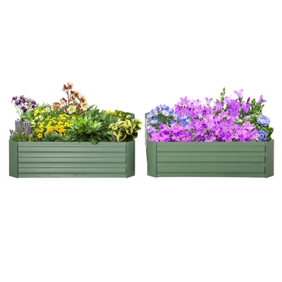 Outsunny 39'' X 39'' X 12'' Set Of 2 Raised Garden Bed, Elevated Planter Raised Bed With Galvanized Steel Frame For Growing Flowers, Herbs, Succulents - Image 3