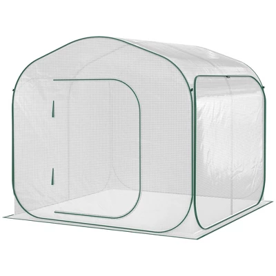 Outsunny 7' X 7' X 6' Portable Walk-in Greenhouse, Pop-up Setup, Outdoor Garden Canopy Hot House, Zipper Door - Image 7