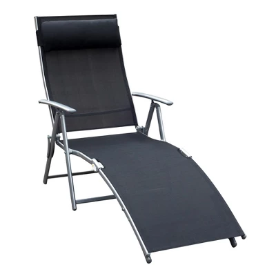 Outsunny Steel Fabric Outdoor Folding Chaise Lounge Chair Recliner With Portable Design & 7 Adjustable Backrest Positions - Image 6