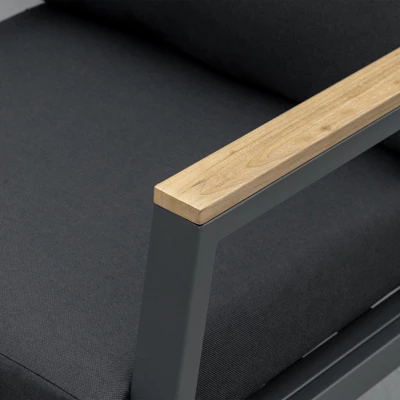 Outsunny 4 Piece Patio Furniture Set Aluminium Conversation Set Outdoor Garden Sofa Set W/ Loveseat, Center Coffee Table & Cushions, Gray - Image 4