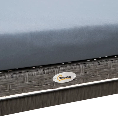 Outsunny 4 Pieces Patio Wicker Sofa Set, Outdoor PE Rattan Modern Furniture Set With Cushions & Dining Table, Bench For Garden, Backyard, Lawn - Image 4