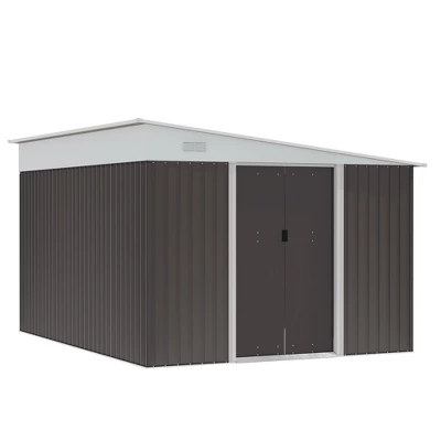 Outsunny 11' X 9' Steel Garden Storage Shed Outdoor Metal Lean To Tool House With Double Sliding Lockable Doors & 2 Air Vents - Image 7
