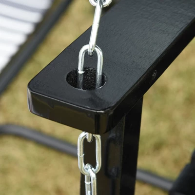 Outsunny 2-Seater Hanging Porch Swing Outdoor Patio Swing Chair Seat With Slatted Build And Chains, 440lbs Weight Capacity - Image 4