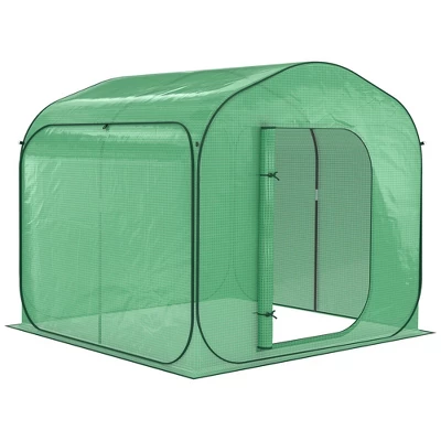 Outsunny 7' X 7' X 6' Portable Walk-in Greenhouse, Pop-up Setup, Outdoor Garden Canopy Hot House, Zipper Door - Image 8