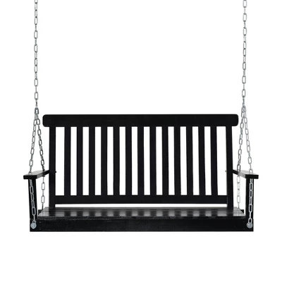 Outsunny 2-Seater Hanging Porch Swing Outdoor Patio Swing Chair Seat With Slatted Build And Chains, 440lbs Weight Capacity - Image 3