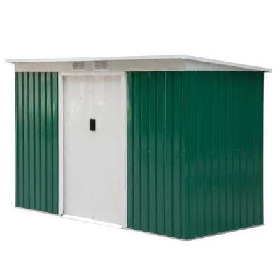 Outsunny 9' X 4' Metal Garden Storage Shed Tool House With Sliding Door Spacious Layout & Durable Construction For Backyard, Patio, Lawn - Image 3