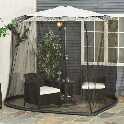 Outsunny 7.5' Outdoor Patio Mesh Screen For Umbrellas Screen Net With Canopy House With Woven Net, Black