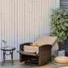 Outsunny Patio PE Rattan Wicker Recliner Chair With 360° Swivel, Soft Cushion, Lounge Chair For Patio, Garden, Backyard