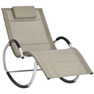 Outsunny Rocking Chair, Zero Gravity Patio Chaise Garden Sun Lounger, Outdoor Reclining Rocker Lounge Chair With Detachable Pillow For Lawn, Patio Or Pool - Image 6