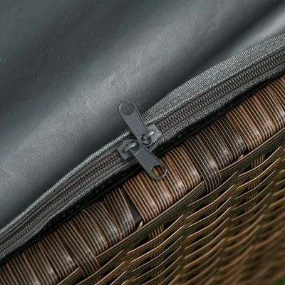 Outsunny Storage Bench Rattan Wicker Garden Deck Box Bin With Interior Waterproof Bag And Comfy Cushion, Gray - Image 5