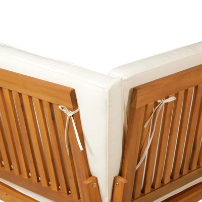 Outsunny 6 Piece L Shape Garden Sofa Set Solid Acacia Wood Garden Furniture Set With A Coffee Table For Yard And Bistro - Image 4