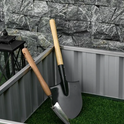 Outsunny 3x3ft Galvanized Raised Garden Bed, Steel Planter For Outdoor Plants, No Bottom W/ A Pairs Of Glove For Backyard, Patio To Grow Vegetables, Herbs, And Flowers - Image 4