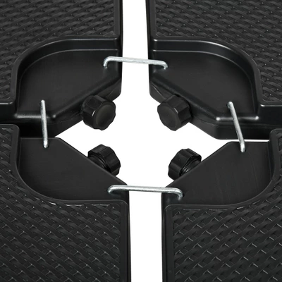 Outsunny 4-Piece 175lb Cantilever Patio Umbrella Base Weights For Offset Hanging Umbrella, Fasteners, HDPE Water Or Sand Filled Weights, Black - Image 5