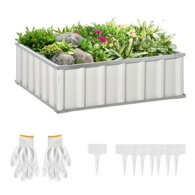 Outsunny 3x3ft Galvanized Raised Garden Bed, Steel Planter For Outdoor Plants, No Bottom W/ A Pairs Of Glove For Backyard, Patio To Grow Vegetables, Herbs, And Flowers - Image 6