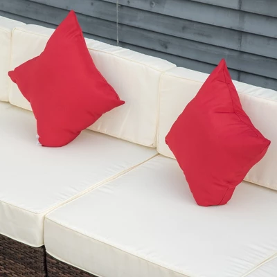 Outsunny 9-Piece Outdoor Patio Sectional Furniture Set, Cushions, Pillows, 2 Reclining Chaise, Outdoor Coffee Table, Wicker Sofa Set, Cushions, Beige - Image 3