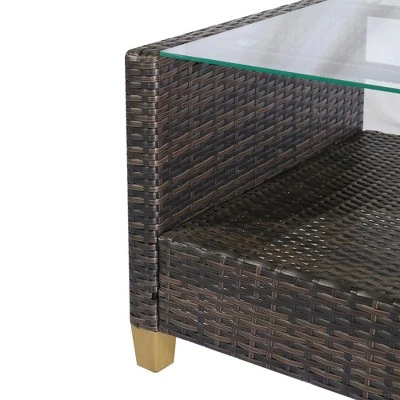 Outsunny 4 Pieces Patio Furniture Sets Rattan Wicker Chair W/ Table Outdoor Conversation Set With Cushion For Backyard Porch Garden Poolside And Deck - Image 5