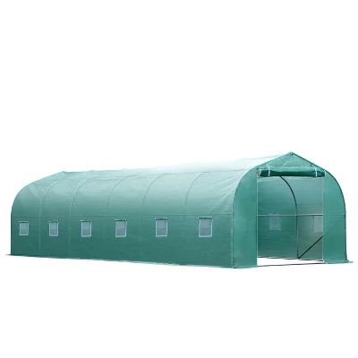 Outsunny 26' X 10' X 7' Walk-In Greenhouse Tunnel, Large Gardening Plant Hot House With 12 Windows And Zipper Doors For Backyard - Image 6