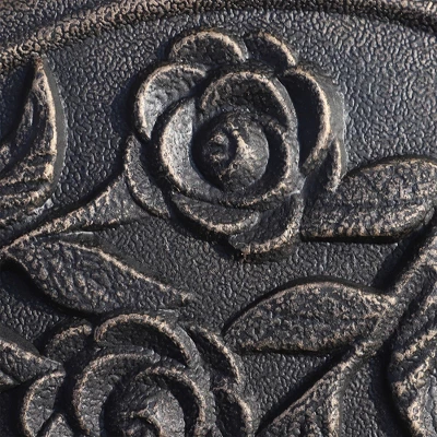 Outsunny 18" 20 Lbs Round Resin Umbrella Base Stand Market Parasol Holder With Decorative Rose Floral Pattern & Easy Setup For Garden, Bronze - Image 4