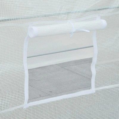 Outsunny 20' X 10' X 7' Large Walk-in Greenhouse, Steel Frame, PE Cover, 2 Doors, Outdoor Tunnel Hoop Hot House Kit, White - Image 5