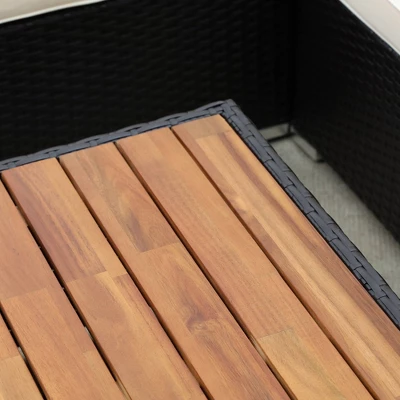 Outsunny 7-Piece Outdoor Wicker Sofa Set, PE Rattan Sectional Furniture Patio Couch W/ Acacia Top Coffee Table & Cushion For Garden, Backyard, - Image 4