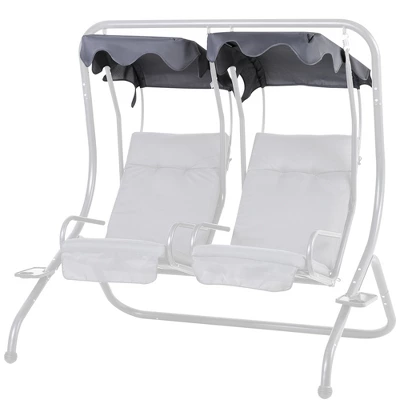 Outsunny 2-Seater Swing Canopy Replacement With Tubular Framework, Outdoor Swing Seat Top Cover - Image 3