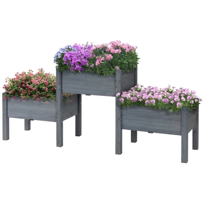 Outsunny 73" X 18" X 32" 3 Tier Raised Garden Bed W/ Three Elevated Planter Box, Freestanding Wooden Plant Stand For Vegetables, Herb And Flowers - Image 3