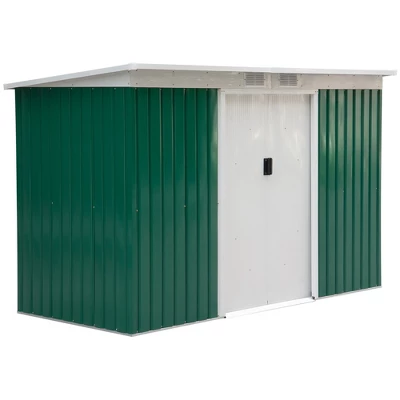 Outsunny 9' X 4' Metal Garden Storage Shed Tool House With Sliding Door Spacious Layout & Durable Construction For Backyard, Patio, Lawn - Image 6