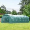 Outsunny 26' X 10' X 7' Walk-In Greenhouse Tunnel, Large Gardening Plant Hot House With 12 Windows And Zipper Doors For Backyard