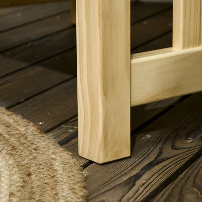 Outsunny Patio Furniture Set, Wood Outdoor Patio Chair With Ottoman, 2 Piece Cushioned Outdoor Lounge Chair, Sofa Chair With Footrest, Beige - Image 5