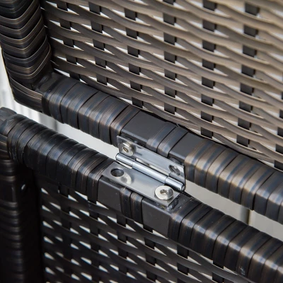 Outsunny Outdoor PE Rattan Two-In-One Storage Bench, Patio Wicker Large Capacity Footstool Rectangle Basket Box W/ Handles & Cushion - Image 5