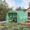 Outsunny Walk-in Tunnel Greenhouse With High-Quality Transparent PE Cover, Zipper Doors, & Windows Green