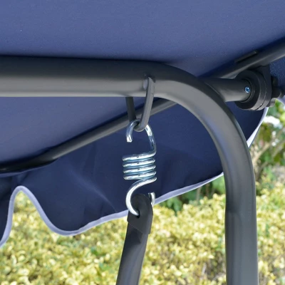 Outsunny 3-Person Porch Swing With Canopy, Patio Swing Chair, Outdoor Canopy Swing Bench With Adjustable Shade, Cushion And Steel Frame - Image 5