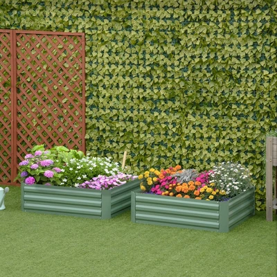 Outsunny 39'' X 39'' X 12'' Set Of 2 Raised Garden Bed, Elevated Planter Raised Bed With Galvanized Steel Frame For Growing Flowers, Herbs, Succulents - Image 2