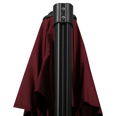 Outsunny 9.8' Offset Patio Umbrella With Base, Steel Aluminum Cantilever Umbrella With 360-degree Rotation, Tilt, 8 Ribs, Crank, Cross Base, Red - Image 5