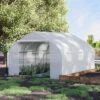 Outsunny 11.5' X 9.8' X 6.5' Outdoor Walk-In Tunnel Greenhouse Hot House With Roll-up Windows, Zippered Door, PE Cover, White